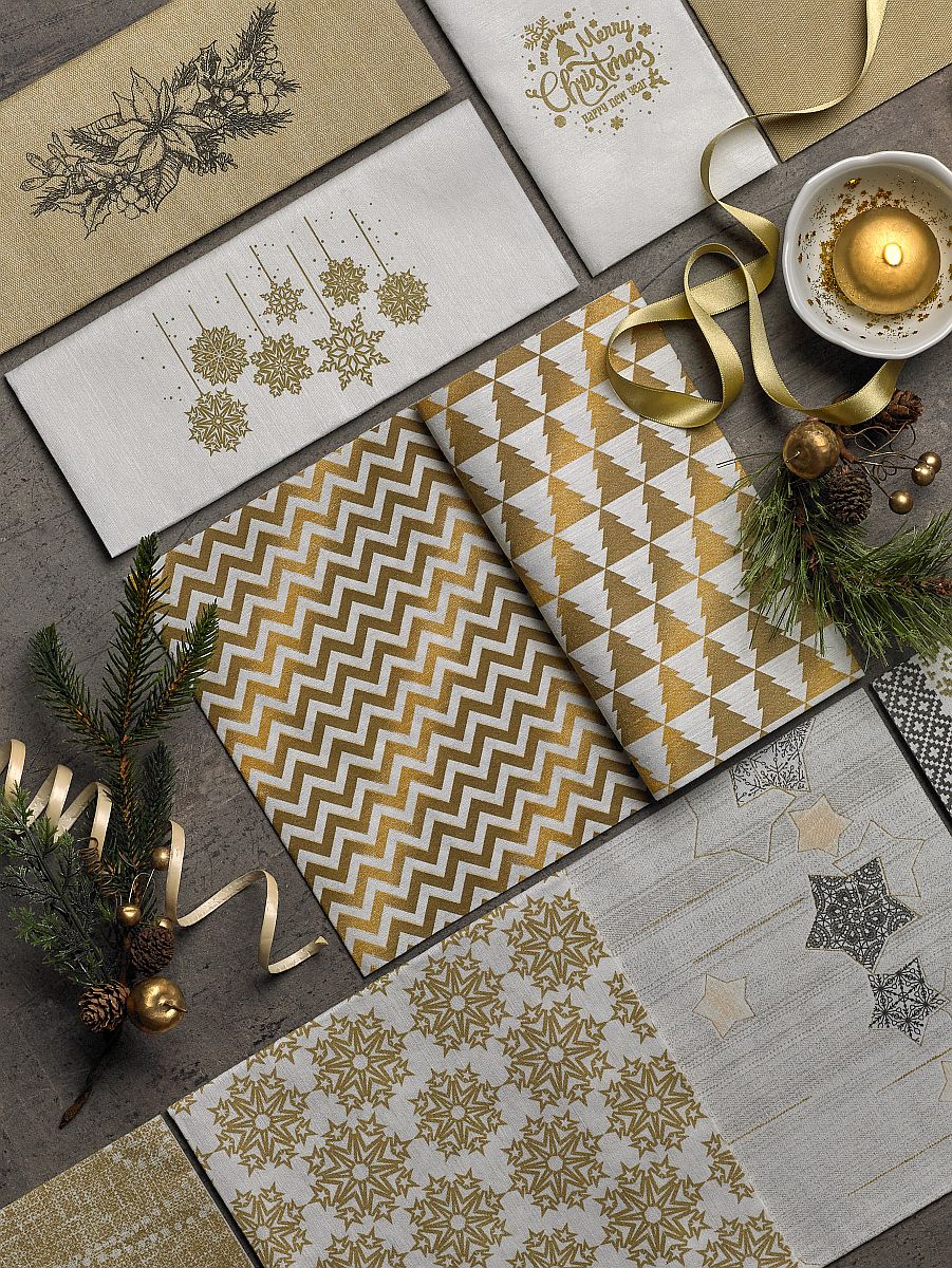 Serviette Gold & White 01 40x40