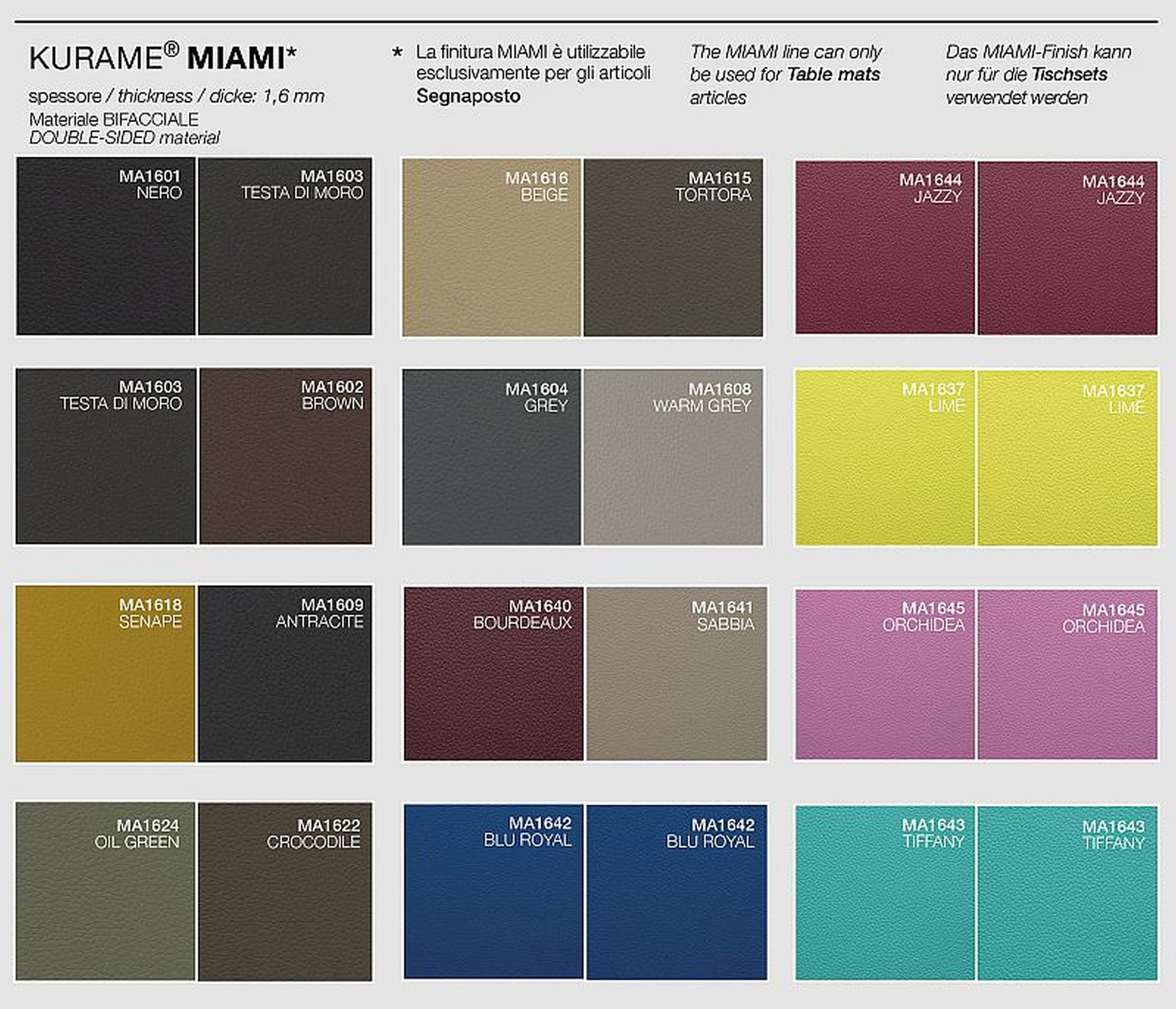 Tischset Miami TVG Chesnut