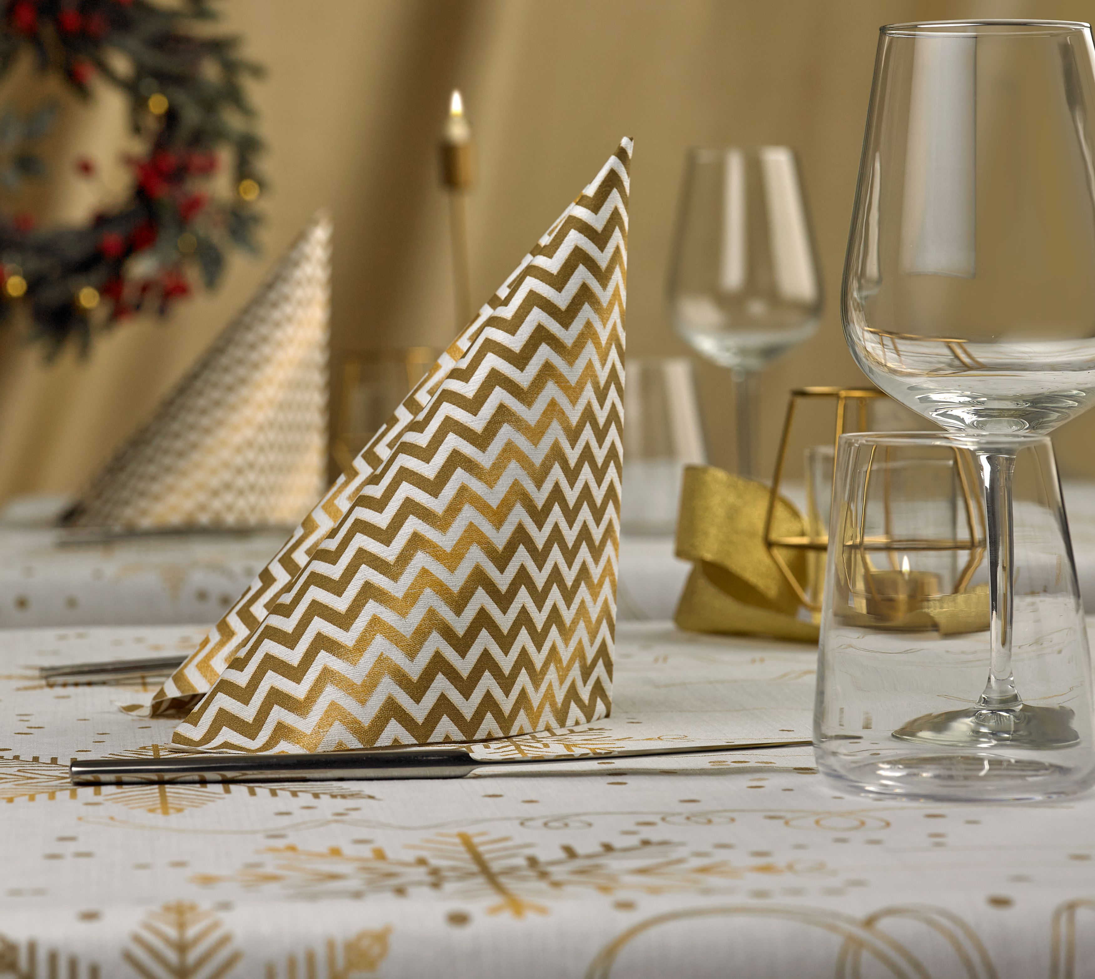 Serviette Gold & White 01 40x40